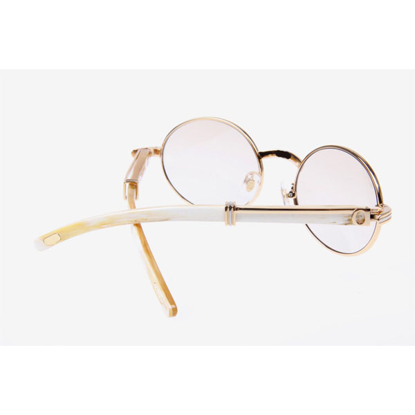 Cartier CT 7550178 White Buffalo Sunglasses In Gold Brown  - DesignerGu