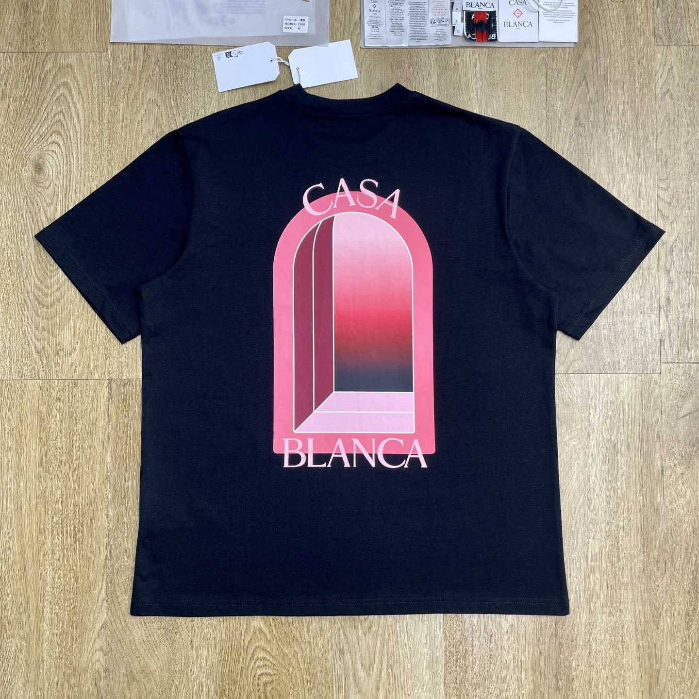 Casablanca Black & Pink Arches Short Sleeve T‑Shirt C1156 - DesignerGu