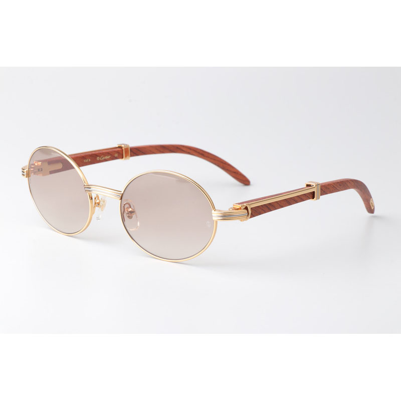 Cartier CT 7550178  Wood Sunglasses In Gold Brown - DesignerGu