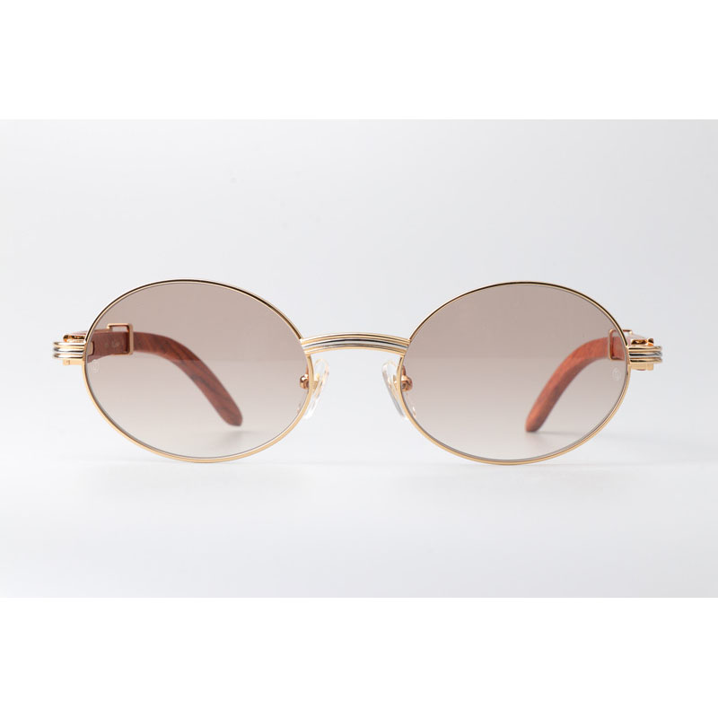 Cartier CT 7550178  Wood Sunglasses In Gold Brown - DesignerGu
