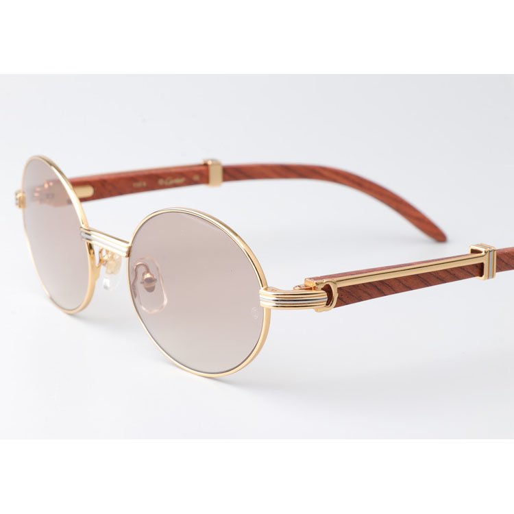 Cartier CT 7550178  Wood Sunglasses In Gold Brown - DesignerGu