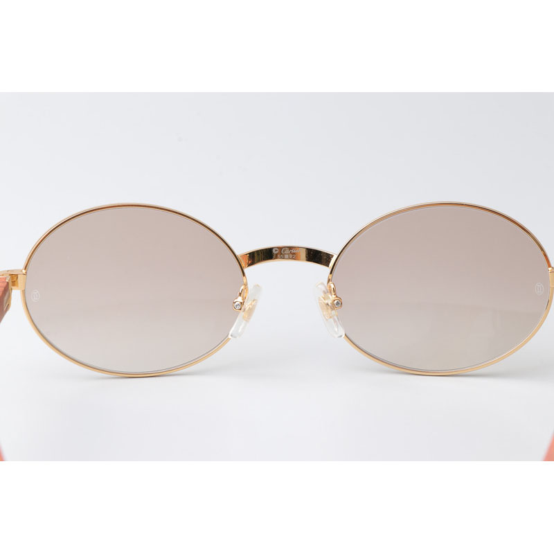 Cartier CT 7550178  Wood Sunglasses In Gold Brown - DesignerGu
