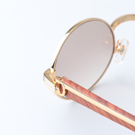 Cartier CT 7550178  Wood Sunglasses In Gold Brown - DesignerGu