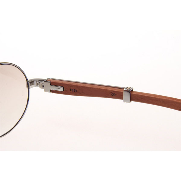 Cartier CT 7550178 Diamond Wood Sunglasses In Silver Gradient Brown - DesignerGu