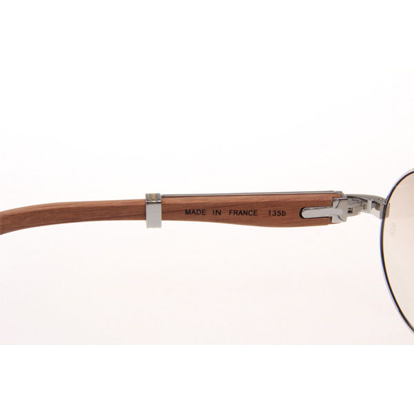 Cartier CT 7550178 Diamond Wood Sunglasses In Silver Gradient Brown - DesignerGu