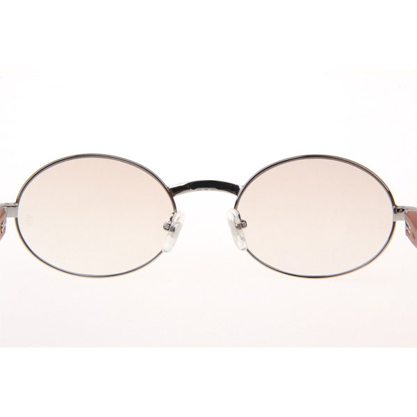 Cartier CT 7550178 Diamond Wood Sunglasses In Silver Gradient Brown - DesignerGu
