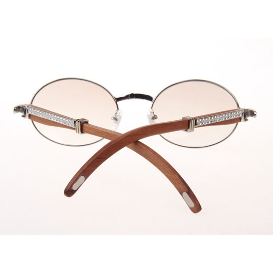 Cartier CT 7550178 Diamond Wood Sunglasses In Silver Gradient Brown - DesignerGu