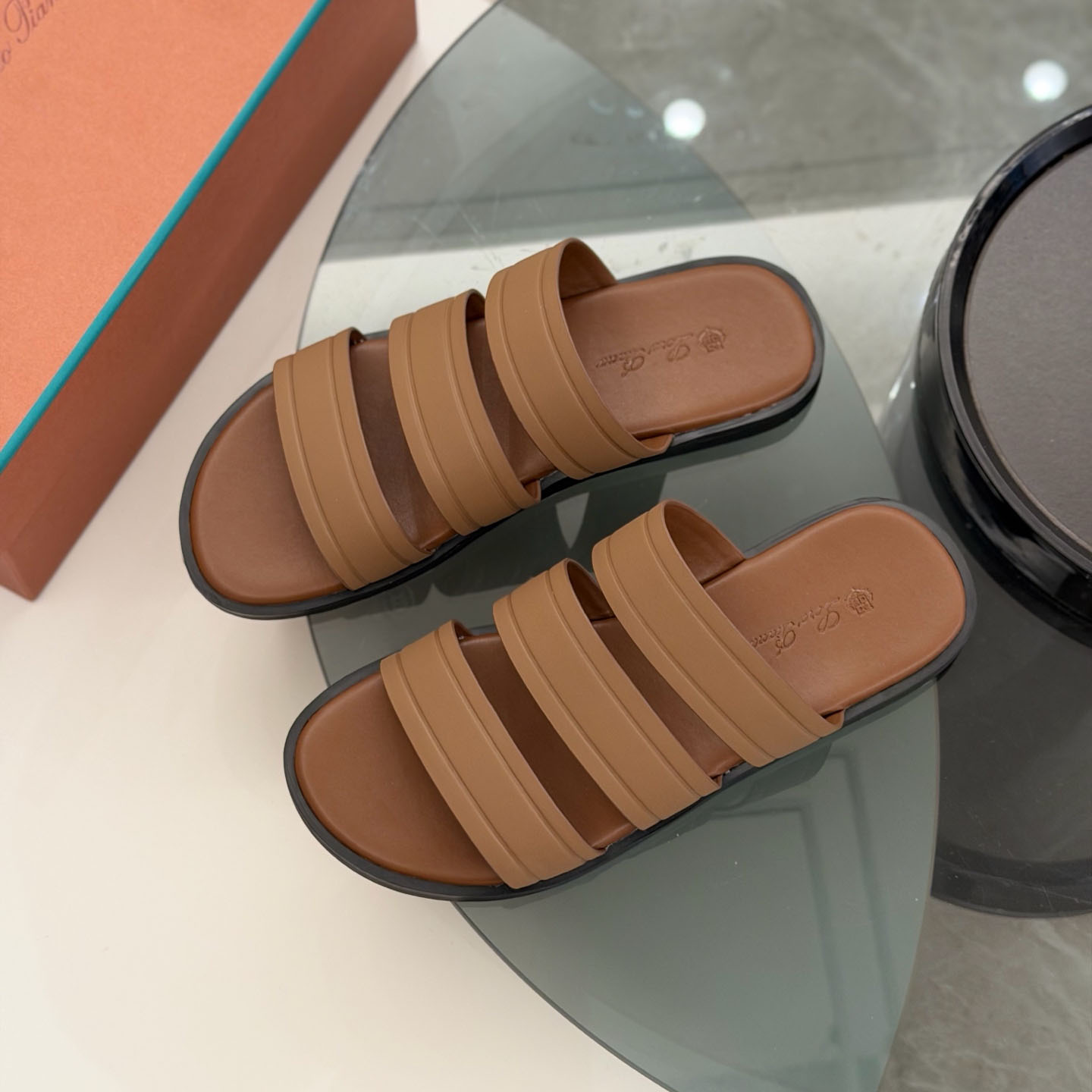 Loro Piana  Naha Seawalk Leather Slide Sandals - DesignerGu