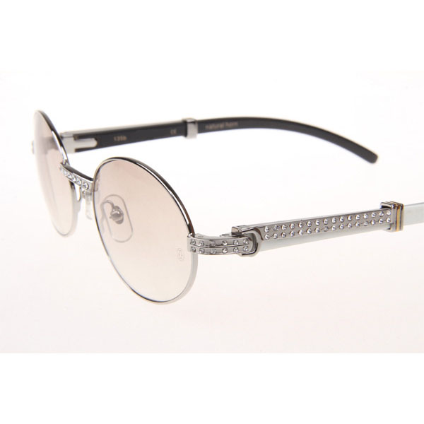 Cartier CT 7550178 Diamond White Mix Black Buffalo Sunglasses In Silver Gradient Brown - DesignerGu