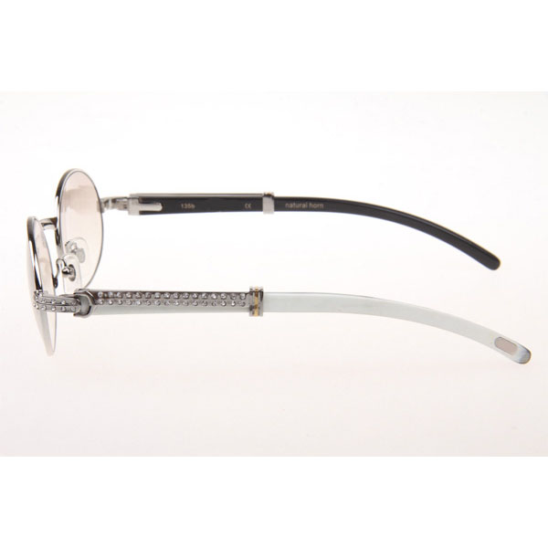Cartier CT 7550178 Diamond White Mix Black Buffalo Sunglasses In Silver Gradient Brown - DesignerGu
