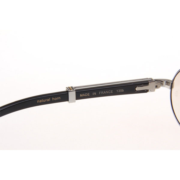 Cartier CT 7550178 Diamond White Mix Black Buffalo Sunglasses In Silver Gradient Brown - DesignerGu