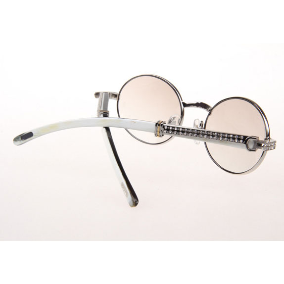 Cartier CT 7550178 Diamond White Mix Black Buffalo Sunglasses In Silver Gradient Brown - DesignerGu