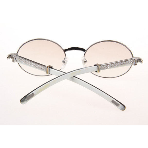 Cartier CT 7550178 Diamond White Mix Black Buffalo Sunglasses In Silver Gradient Brown - DesignerGu