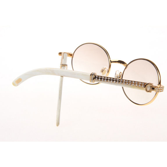 Cartier CT 7550178 Diamond White Buffalo Sunglasses In Gold Gradient Brown - DesignerGu