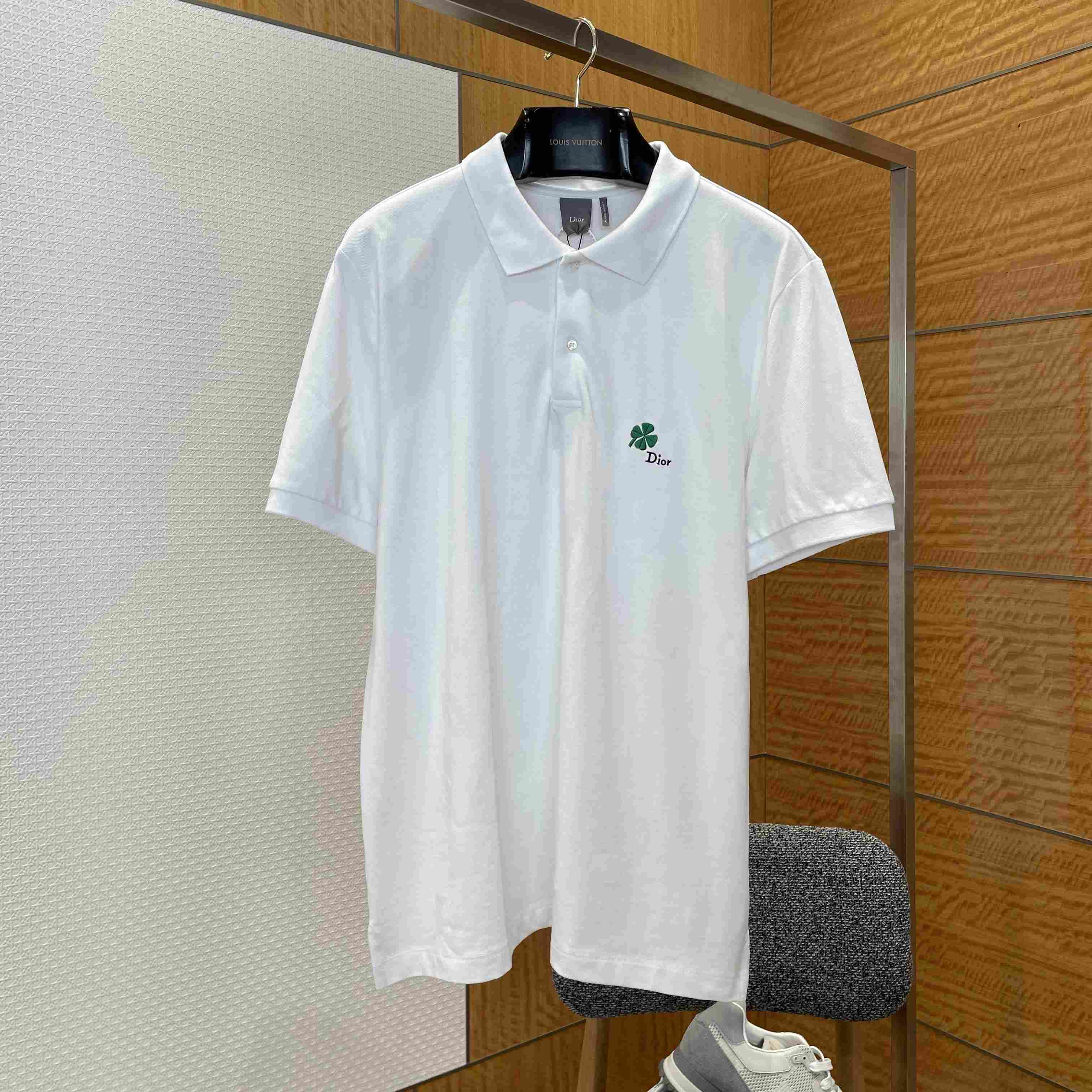 Dior Polo Shirt With Dior Clover Embroidery - DesignerGu