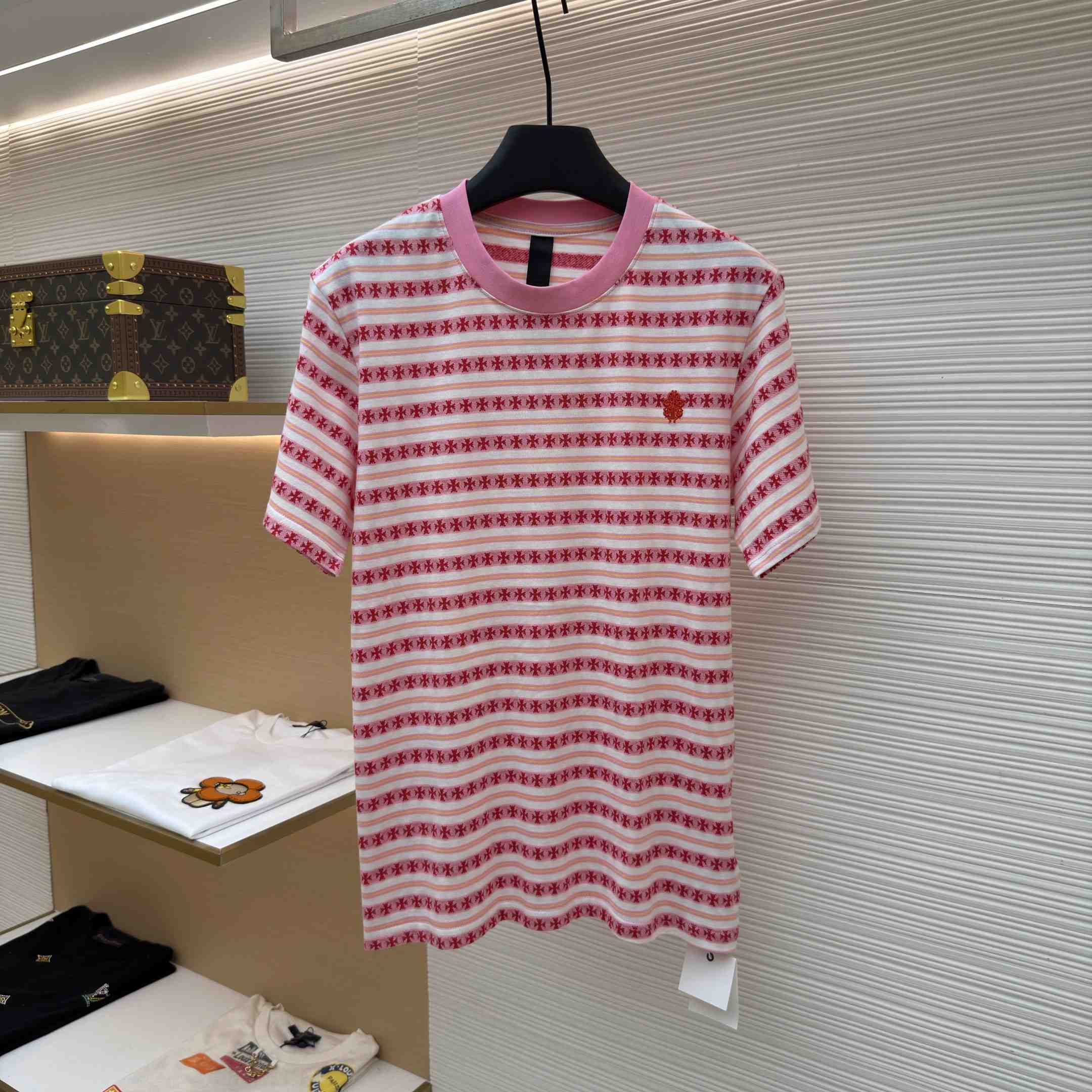 Chrome Hearts Stripe Logo Tee  - DesignerGu