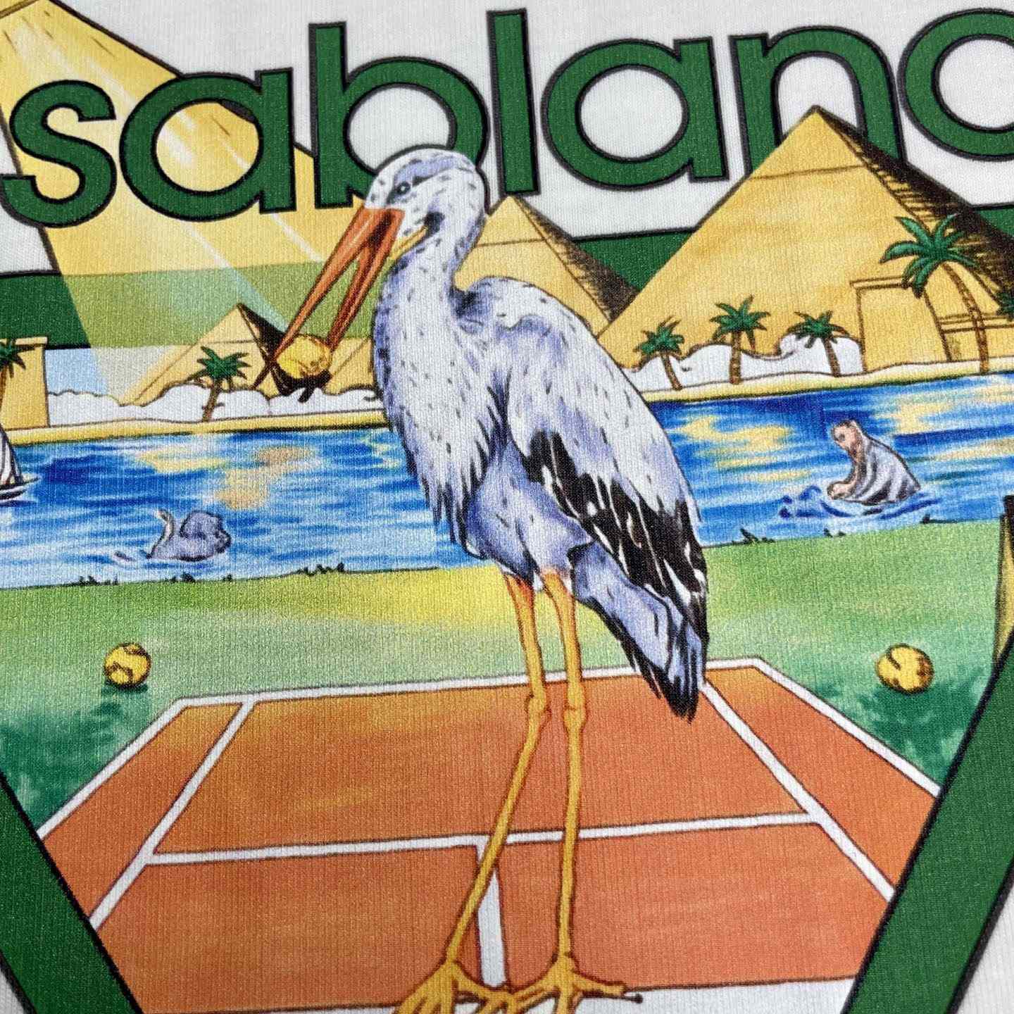 Casablanca White Tennis Club Icon Pyramid Abduction Short Sleeve T‑Shirt C1167 - DesignerGu