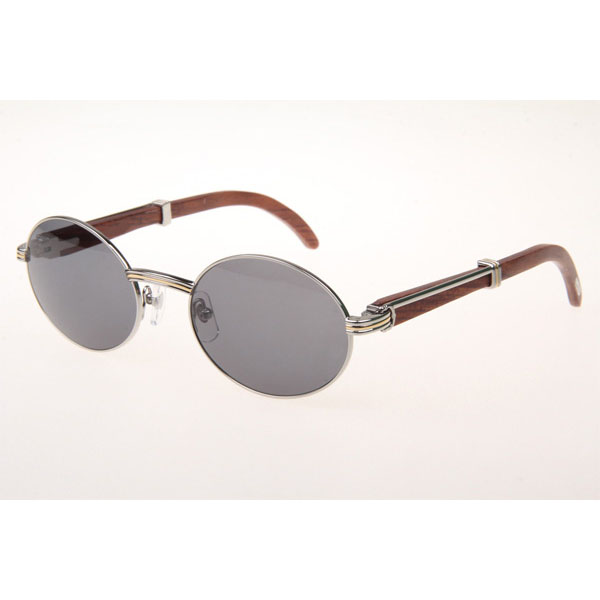 Cartier CT 7550178 Wood Sunglasses In Silver All Grey - DesignerGu