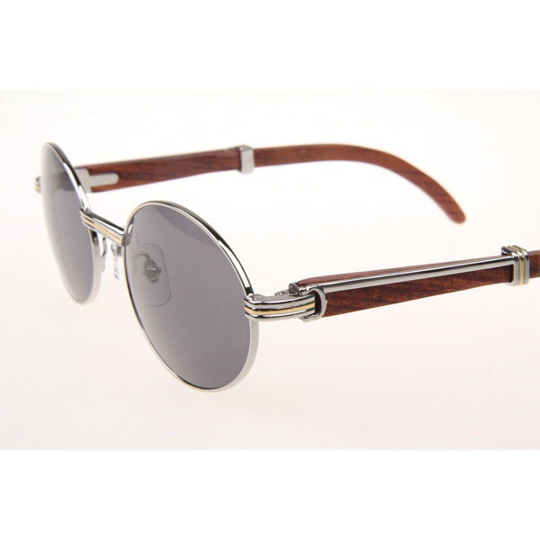 Cartier CT 7550178 Wood Sunglasses In Silver All Grey - DesignerGu