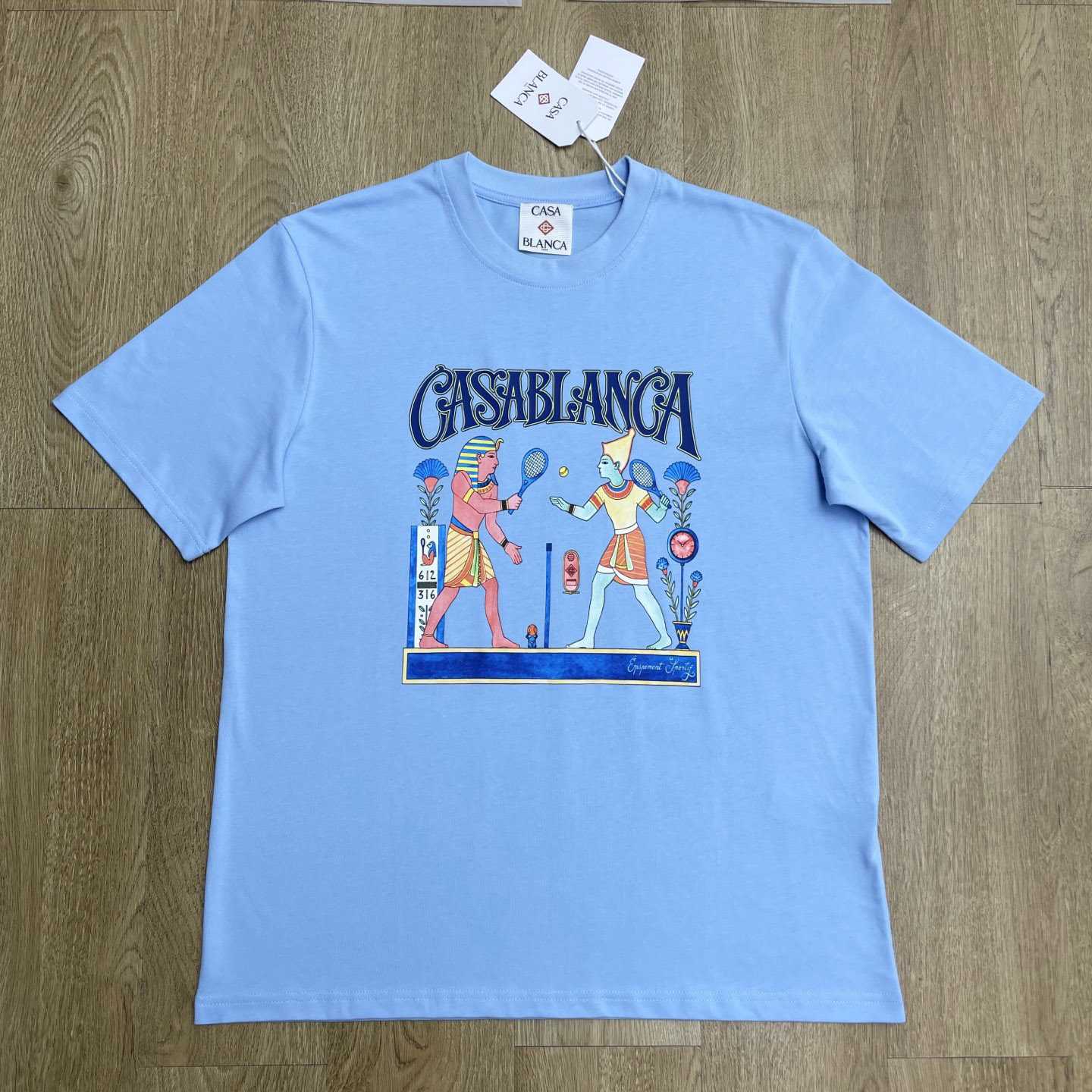 Casablanca Light Blue Egyptian Tennis Match Short Sleeve T‑Shirt C1163 - DesignerGu