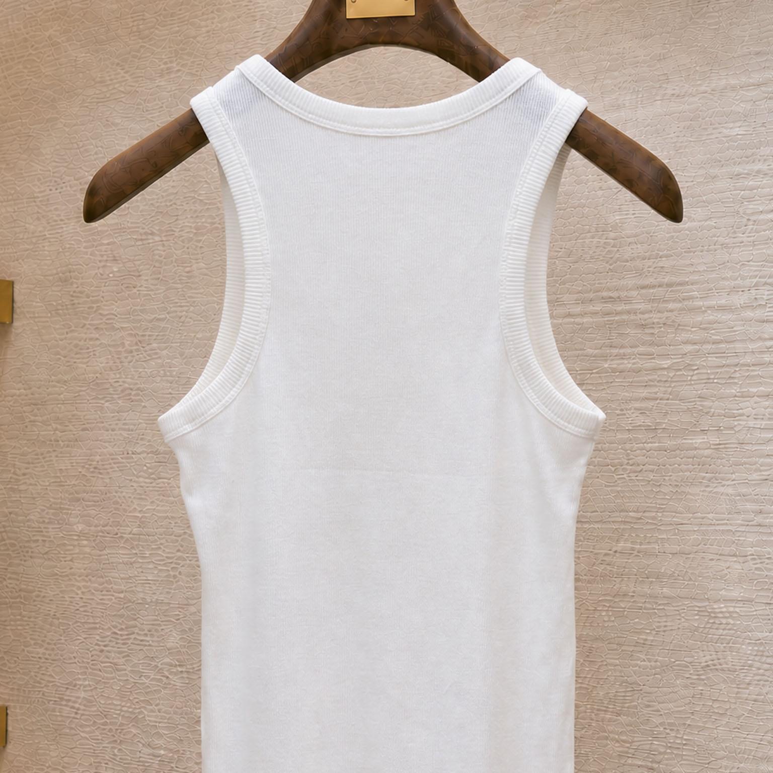 Celine Tank Top In Ribbed Cotton Silk - DesignerGu