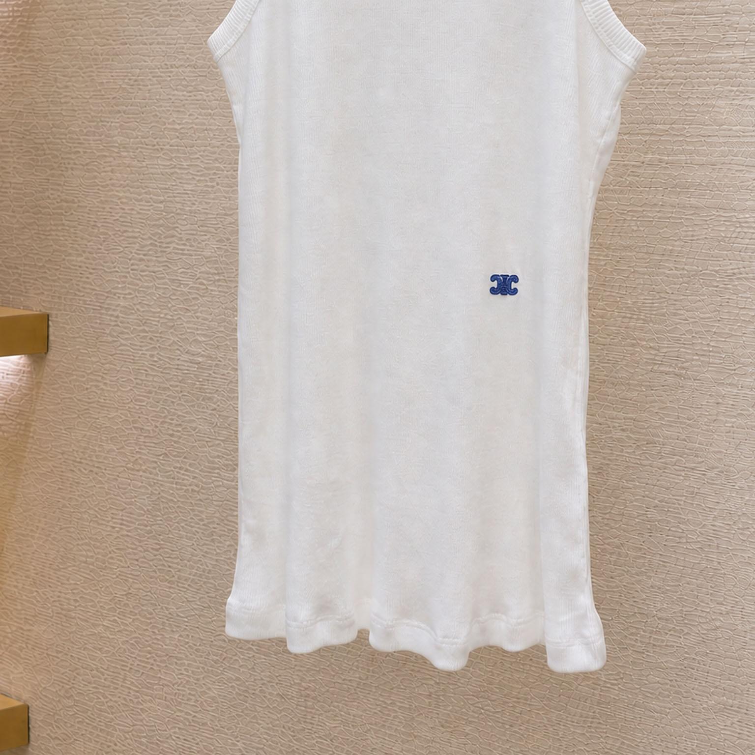 Celine Tank Top In Ribbed Cotton Silk - DesignerGu
