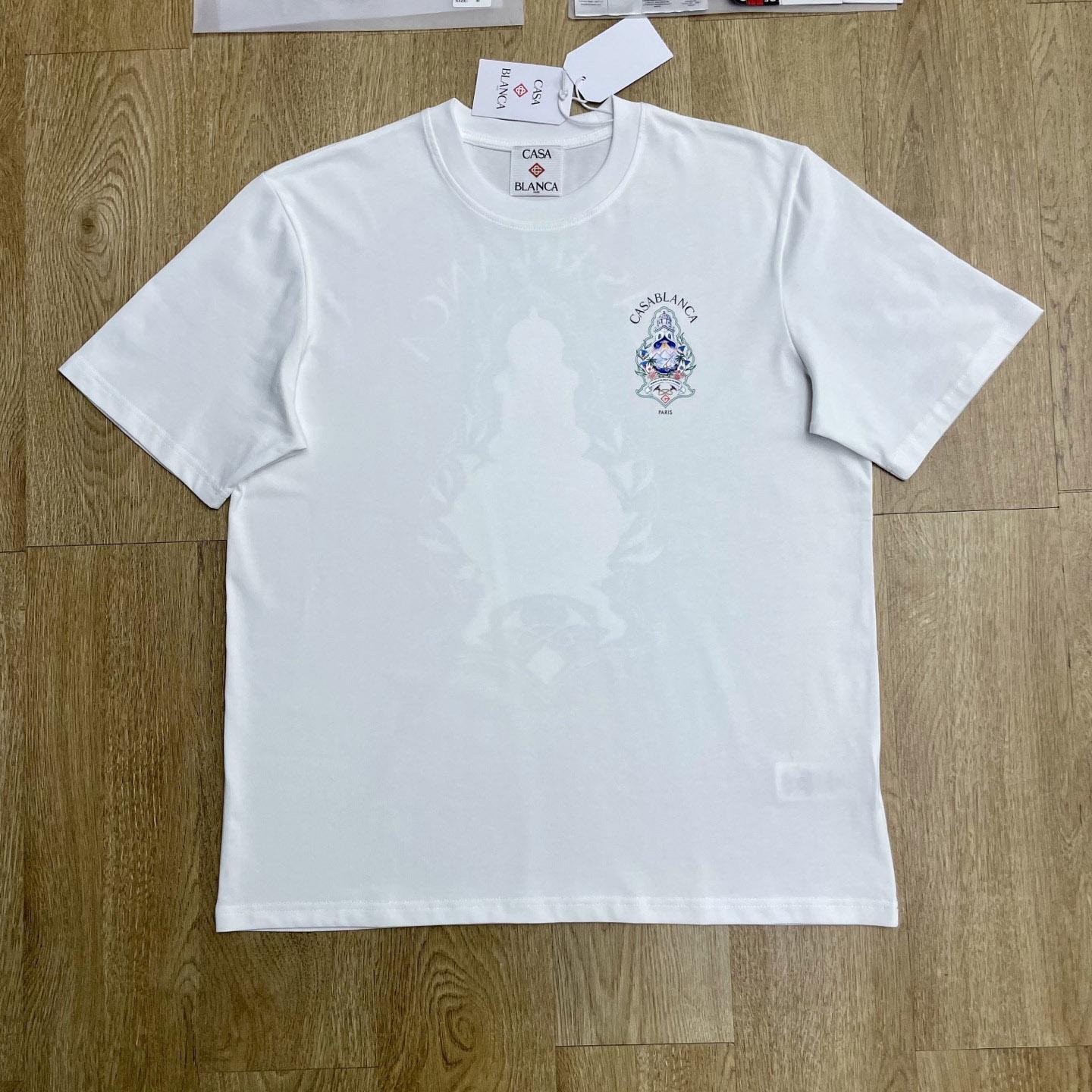 Casablanca White Hotel Emblem Short Sleeve T‑Shirt  C1168 - DesignerGu