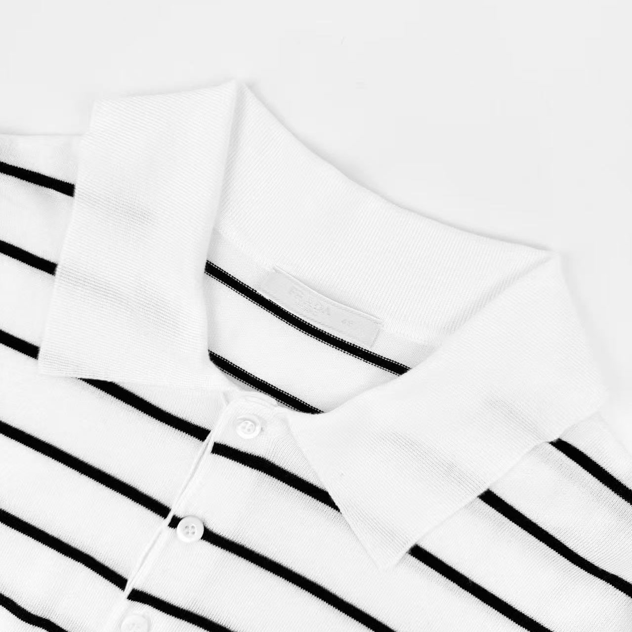 Prada Short-Sleeved Striped Cotton Polo Shirt - DesignerGu