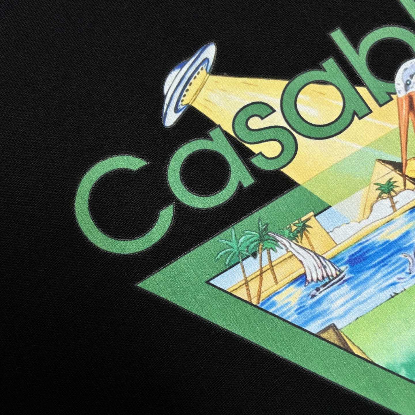 Casablanca Black Tennis Club Icon Pyramid Abduction Short Sleeve T‑Shirt C1166 - DesignerGu