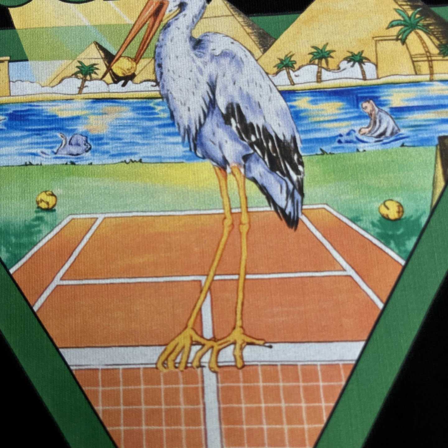 Casablanca Black Tennis Club Icon Pyramid Abduction Short Sleeve T‑Shirt C1166 - DesignerGu