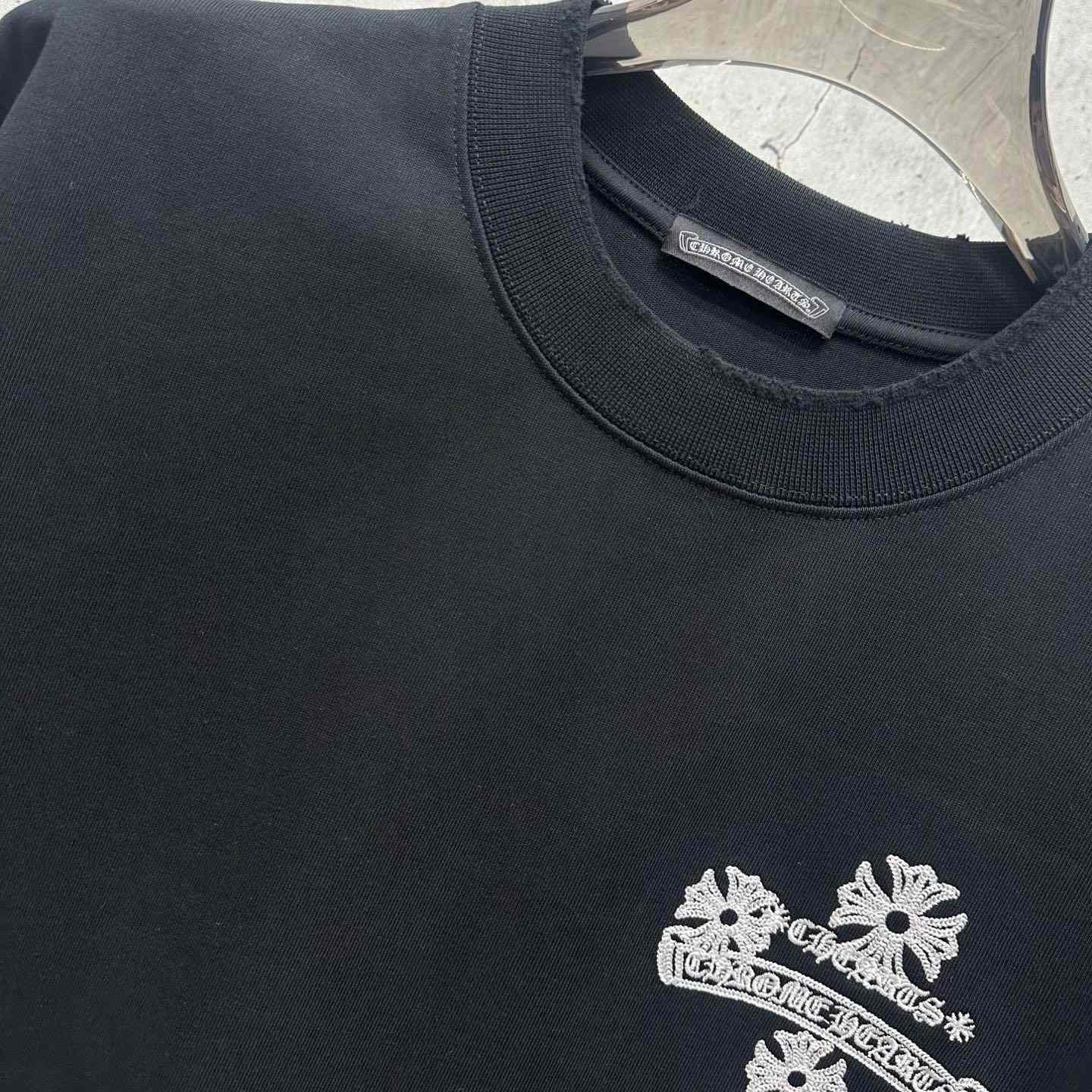 Chrome Hearts  Embroidered Cross Round Neck Short Sleeve T-Shirt 'Black' - DesignerGu