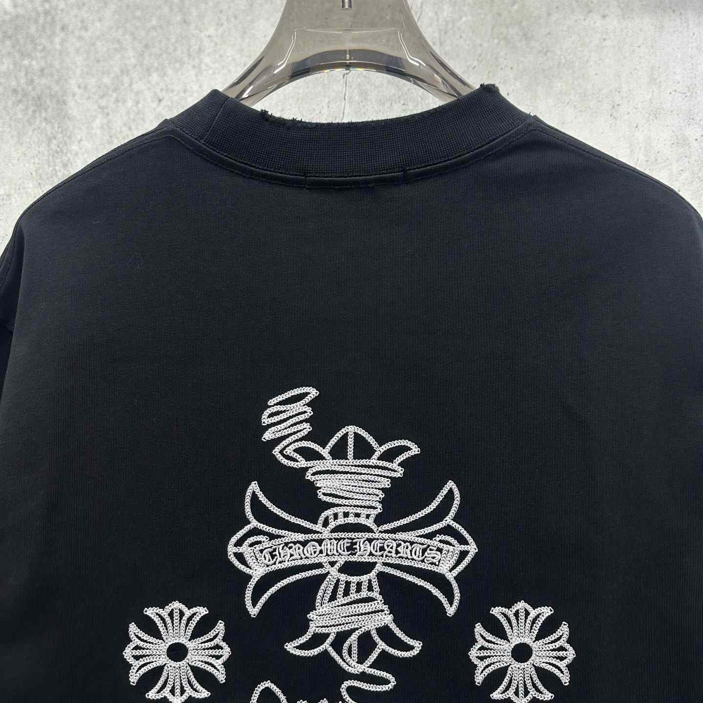 Chrome Hearts  Embroidered Cross Round Neck Short Sleeve T-Shirt 'Black' - DesignerGu