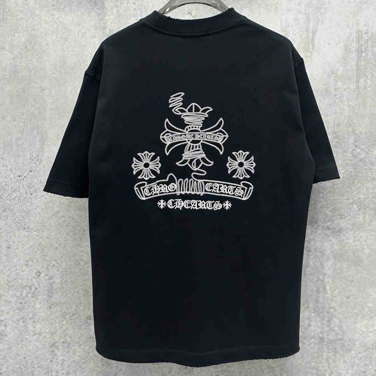 Chrome Hearts  Embroidered Cross Round Neck Short Sleeve T-Shirt 'Black' - DesignerGu