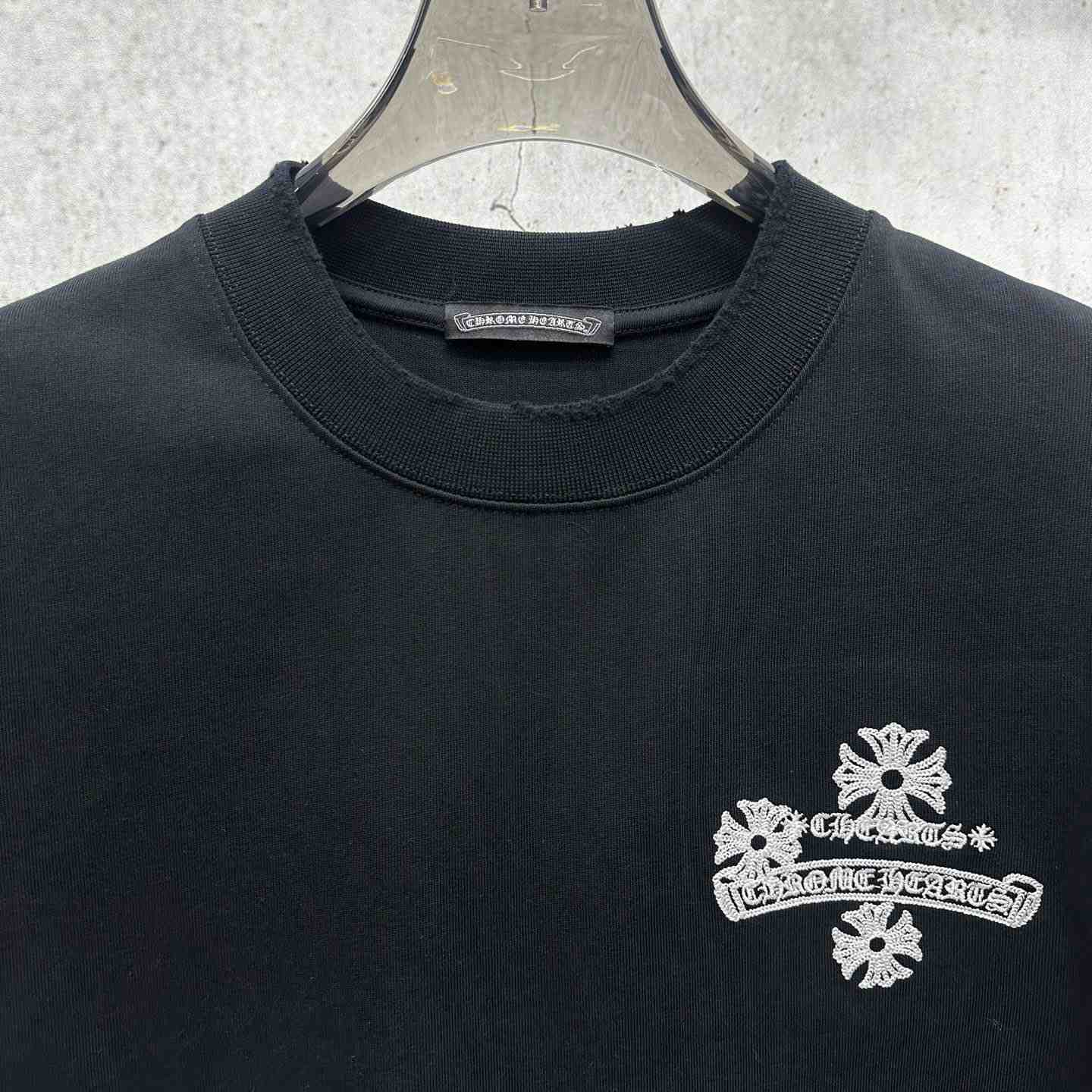 Chrome Hearts  Embroidered Cross Round Neck Short Sleeve T-Shirt 'Black' - DesignerGu