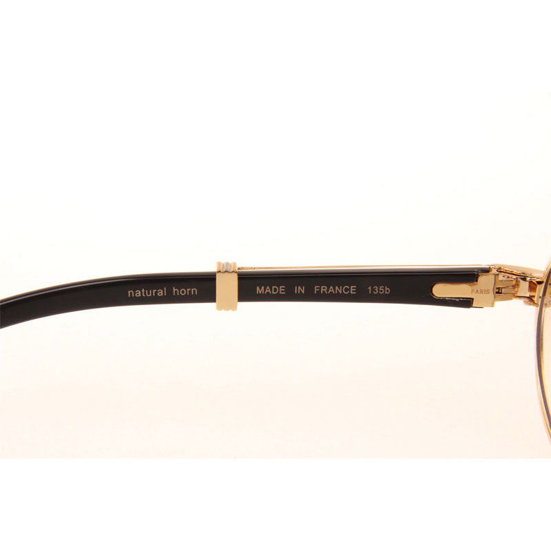 Cartier CT 7550178 Full Diamond White Mix Black Buffalo Sunglasses In Gold Brown - DesignerGu