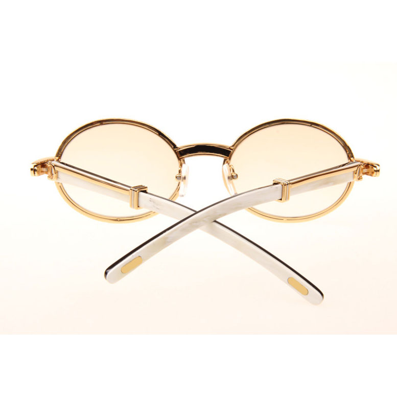 Cartier CT 7550178 Full Diamond White Mix Black Buffalo Sunglasses In Gold Brown - DesignerGu