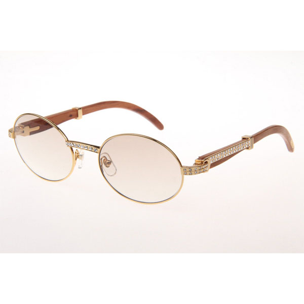 Cartier CT 7550178 Diamond Wood Sunglasses In Gold Gradient Brown - DesignerGu