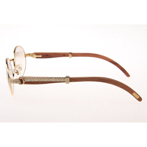Cartier CT 7550178 Diamond Wood Sunglasses In Gold Gradient Brown - DesignerGu