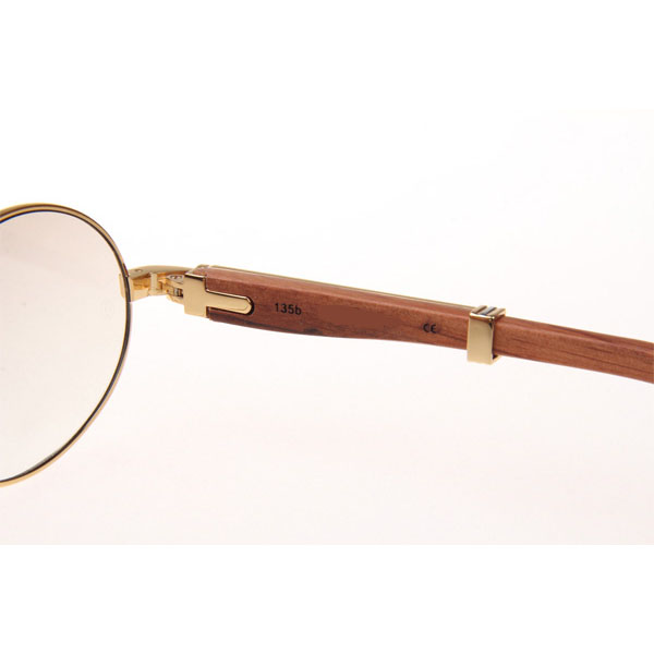 Cartier CT 7550178 Diamond Wood Sunglasses In Gold Gradient Brown - DesignerGu