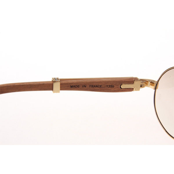 Cartier CT 7550178 Diamond Wood Sunglasses In Gold Gradient Brown - DesignerGu