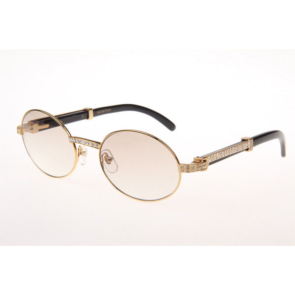 Cartier CT 7550178 Diamond Black Buffalo Sunglasses In Gold Gradient Brown - DesignerGu