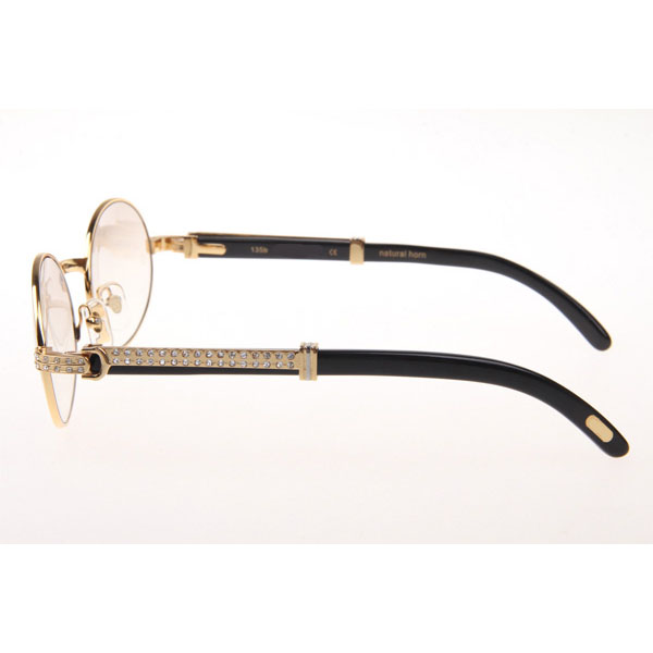Cartier CT 7550178 Diamond Black Buffalo Sunglasses In Gold Gradient Brown - DesignerGu