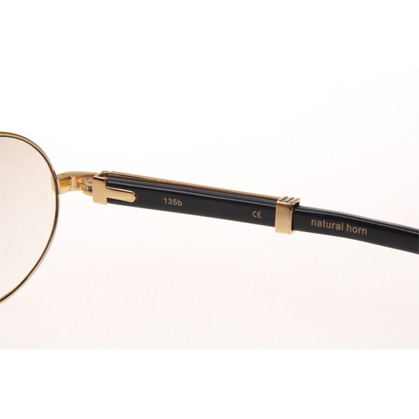 Cartier CT 7550178 Diamond Black Buffalo Sunglasses In Gold Gradient Brown - DesignerGu