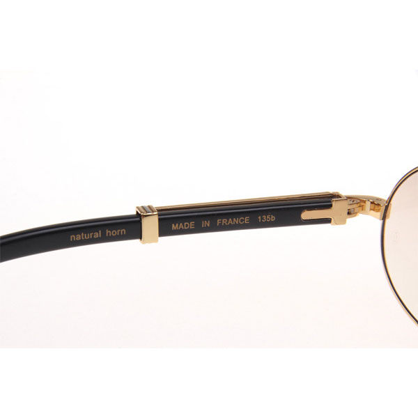Cartier CT 7550178 Diamond Black Buffalo Sunglasses In Gold Gradient Brown - DesignerGu