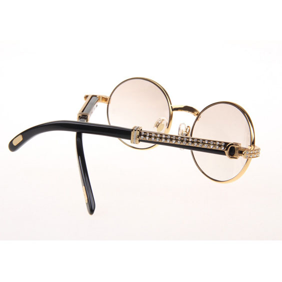 Cartier CT 7550178 Diamond Black Buffalo Sunglasses In Gold Gradient Brown - DesignerGu