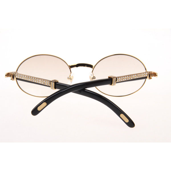 Cartier CT 7550178 Diamond Black Buffalo Sunglasses In Gold Gradient Brown - DesignerGu