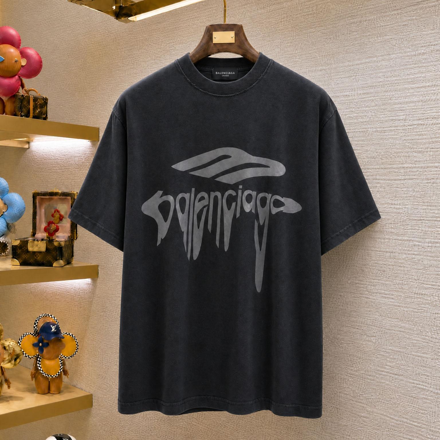 Balenciaga 3B Liquefied T-Shirt 'Faded Black/Anthracite' - DesignerGu