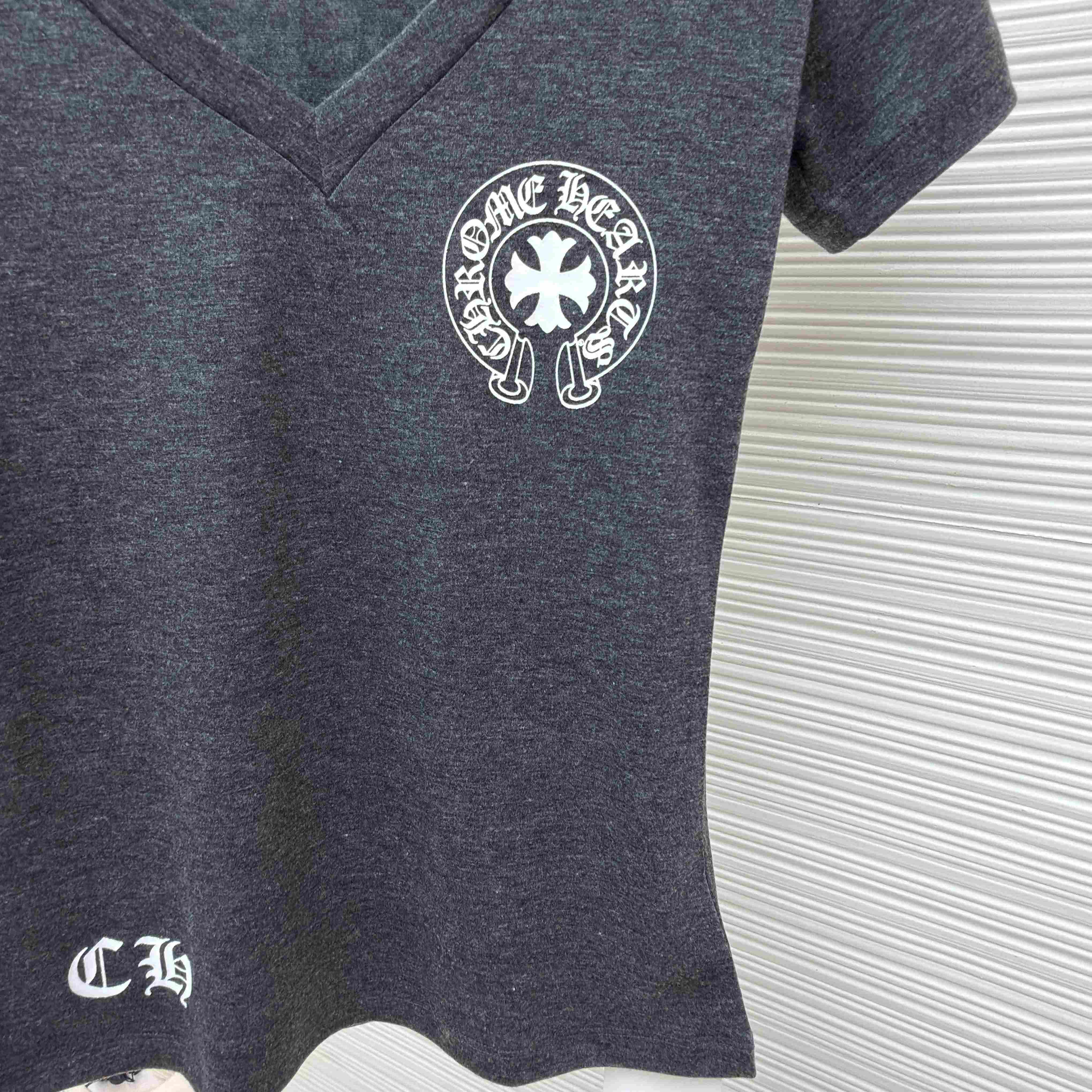 Chrome Hearts V-Neck T-Shirt 'Grey' - DesignerGu