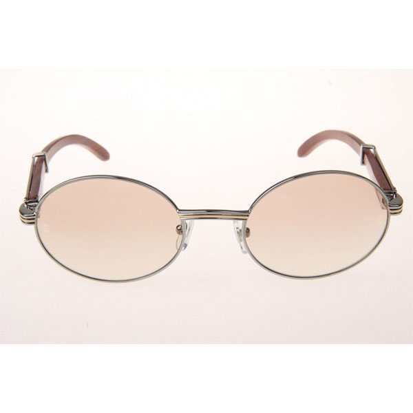 Cartier CT 7550178 Wood Sunglasses In Silver Brown - DesignerGu