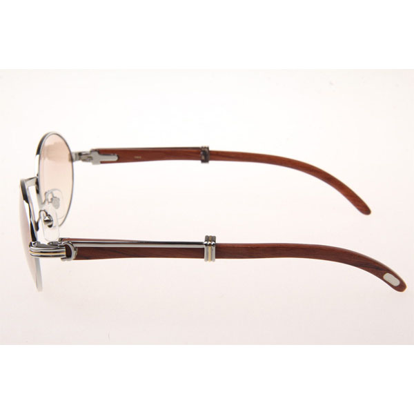 Cartier CT 7550178 Wood Sunglasses In Silver Brown - DesignerGu
